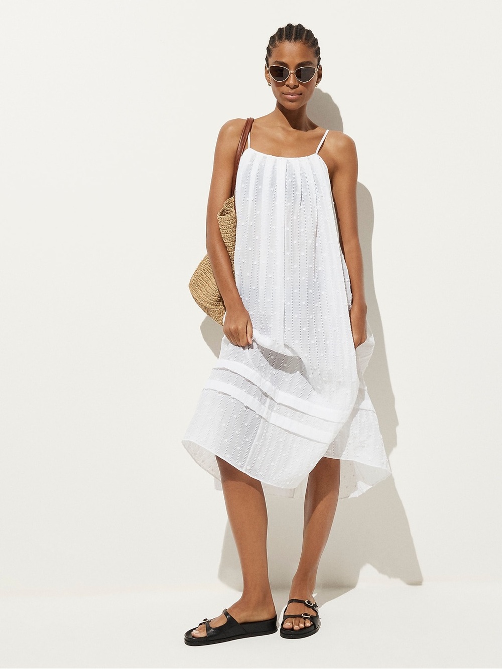 J.CREW Shift Midi Dress in Textured Dot, Size S